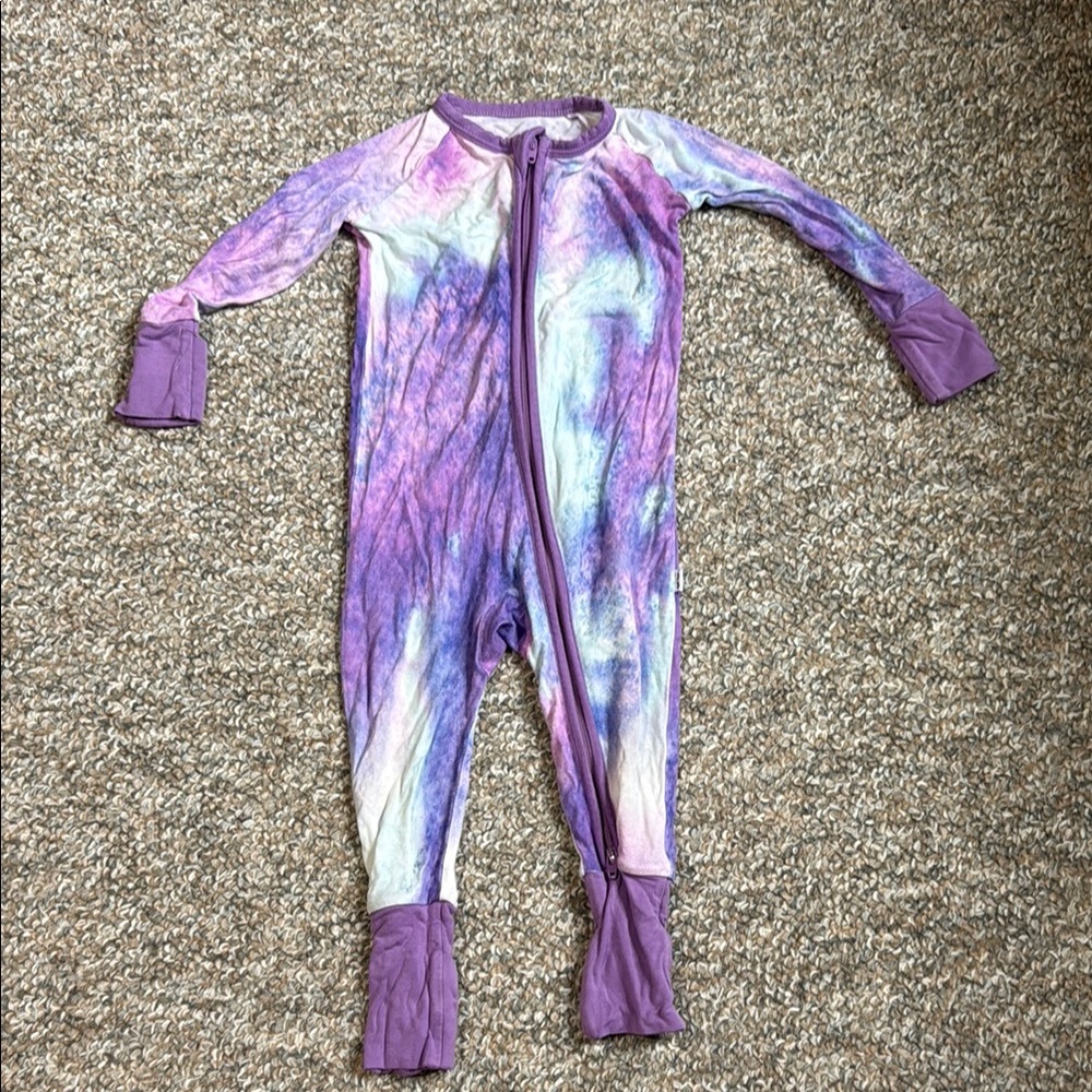Little Sleepies Zippy. 3-6m. Purple Watecolor.